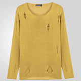 AIDASE  -  Vintage Hollow Out Ripped Sweaters Men 2025 Autumn New Casual Long Sleeve Slim Knitted T Shirts Men's Fashionable Slim Jumpers