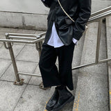 Aidase Mens Dark Style Casual Wide Leg Cropped Pants 2024 New Genderless Fashion Versatile Thin Retro Solid Color Suit Pants Unisex aidase-shop