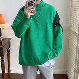 AIDASE  -  Men's High Ne Knitted Sweater Pure Color Loose Fit Winter Warm Trendy Hong Kong Sle Underwear Casual Long Sve Top aidase-shop