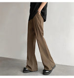 AIDASE  -  Brown Black Suit Pants Men Fashion Social Mens Dress Pants Korean Casual Loose Flared Pants Mens Office Formal Trousers M-2XL aidase-shop