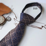 AIDASE  -  New Retro Brown Lazy Zipper Ties For Men Italian Polka Dot Formal Business Neckties 8cm Flower Striped Silk Tie Suit Accessories aidase-shop