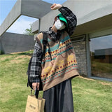 Aidase Waistcoat Korean Fashion Knit Vests for Men Popular Clothes Sleeveless Reviews Sweater Man Harajuku Loose Fit Aesthetic New In
