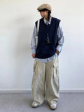AIDASE  -  Retro Japanese Sle Casual Pants with kets for Men And Women Autumn New Sle Waed out Loose Fit Straight Leg Trousers aidase-shop