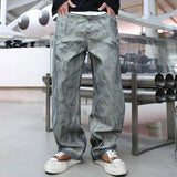 AIDASE  -  Vintage Dirty Jeans Men Streetwear Fashion Hip Hop Loose Casual Wide Leg Denim Baggy Jeans Pants Cityboy Y2k Jeans Trousers aidase-shop