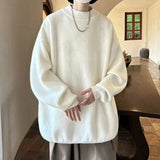 AIDASE  -  Spring Autumn New Fashion Men's Solid Color Casual Trendy Simple Basic Loose O-neck Long Sleeve Knitted Sweater Pullovers Male aidase-shop