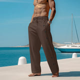 Aidase Cotton Linen Casual Pants For Men Fashion Side Multiple Buttons Loose Straight Trousers Spring Summer Pantalones aidase-shop