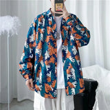 2023 Men's Clothing Turn-down Collar Handsome Long Sleeve Button Spring Summer Thin Man Printing Loose Streetwear Casual Korean Maytrends