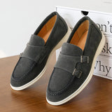 AIDASE  -  Suede Leather Men's Business Casual Shoes Handmade Double Buckle Loafers Leisure Slip on Flats Outdoor Male Driving Moccasins aidase-shop