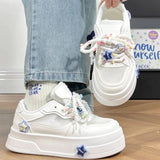 AIDASE  -  Women Spring Summer Mesh White Sneakers Women Platform Casual Shoes Breathable Fashion Ins Trend Skate Shoes Thick Sole aidase-shop