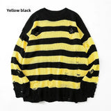 AIDASE  -  Casual Knitted Men's Sweater Hole Design round Neck Casual Winter Fashion Loose Fit Japanese Style Knitted Sweater for Men aidase-shop