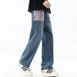 AIDASE  -  Fashion Men's Jeans Autumn New Contrast Color Pocket Patchwork Loose Wide Leg Straight Trendy Versatile Denim Pants 21E7517 aidase-shop