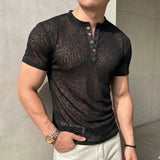 AIDASE  -  Mens Lyocell Tencel Henley Polo Shirt Half Button Up Slim Fit Muscle Tops Breathable Trendy Short Sleeve Streetwear New aidase-shop