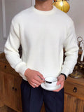 AIDASE  -  Leisure Knitting Sweaters For Mens Fall Winter Casual Texture Knit Bottoming T Shirt Fashionable Solid Color Crew Neck Sweater aidase-shop