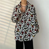 2023 Men's Clothing Turn-down Collar Handsome Long Sleeve Button Spring Summer Thin Man Printing Loose Streetwear Casual Korean Maytrends