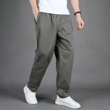 Aidase Men's Straight Cargo Trousers, Casual Pants, Monochromatic, Plus Size, M-6XL, Elastic Waist, 100% Cotton, Ninth Pants, 2024 New aidase-shop