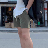 AIDASE  -  Daily Leisure Mens Shorts Linen Solid Color Simple Loose Bottoms Men Spring Summer Men Beach Casual Drawstring Shorts aidase-shop