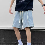 AIDASE  -  Elastic Waist Men Denim Short Summer American Style Loose Casual Versatile Washed Frayed Straight Wide-Leg Pants 21E6862 aidase-shop