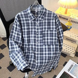 AIDASE  -  Men's Long Sleeved Checkered Shirt Japanese Casual Contrasting Color Male Top Spring Autumn Loose Thin Fashion Coat aidase-shop