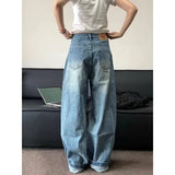 Aidase Vintage Basic Women Jeans Wash Wide Leg Straight Denim Pants Korean Fashion Baggy Casual Harajuku Trousers Autumn Retro