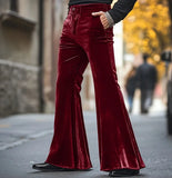 Aidase  High Street Velvet Flared Pants For Men Vintage Slim Fit Suit Trousers Spring Autumn Fashion Comfort and Soft Pant Streetwear