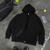 AIDASE  -  Autumn Fashion Men's Jacket Coat Long Sleeve Loose Zipper Hoodies Streetwear Hooded Casual Outwear Black Gray aidase-shop