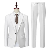 AIDASE  -  Korean-Style Slim-Fit Solid Color Suit Three-Piece Men's Wedding Dress Best Man Suit Business Career Ceremonial Clothing aidase-shop