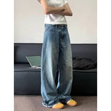 Aidase Vintage Basic Women Jeans Wash Wide Leg Straight Denim Pants Korean Fashion Baggy Casual Harajuku Trousers Autumn Retro