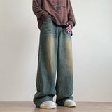 AIDASE  -  Distressed Vintage Blue Jeans Pants Men Wide-leg Denim Trousers Male Oversize Streetwear Fashion Casual Baggy Straight Jeans aidase-shop
