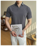 AIDASE  -  High-quality Solid Color V-neck Men's Breathable Moisture-wicking Polo Shirt, Stretchable T-shirt for Casual Business Wear M-6XL aidase-shop