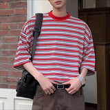 AIDASE  -  Men T Shirt Striped Summer O-neck Short Sleeve Male Tee Tops Streetwear Korean Style Fashion Casual Men Clothing aidase-shop