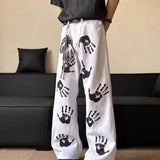 AIDASE  -  Palm Print Men Jeans American Hip-hop Street Style Handsome Straight Leg Loose Niche Male Trousers Summer New aidase-shop