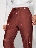 AIDASE  -  Performance Casual Pants Shiny Sequin Plaid Pattern Evening Show Off-Waist Dressing Bottoms Men's Fashion aidase-shop