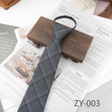 AIDASE  -  8cm British Style Casual Brown Khaki Plaid Clip Ties For Men Adult Polyester Wool Solid Gray Necktie Business Free Knot Lazy Tie aidase-shop
