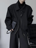 AIDASE  -  Casual Loose Short Black Collar Jacket for Men Stylish Simple Korean Version Versatile Top Outerwear Fashionable Personality aidase-shop