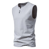 AIDASE  -  Men's Wide Shoulder Vest for Foreign Trade, Henry Collar Sleeveless T-shirt, Cotton Shirt, Camisole, Casual T-shirt for Men aidase-shop