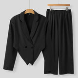 AIDASE  -  Spring and Autumn Men's New Loose Long sleeved Novelty Small Suit Straight leg Pants Two piece Men's Set aidase-shop