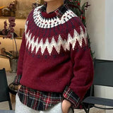 AIDASE  -  New Casual Mens Knitting Sweater Autumn Winter Daily Leisure Mens Knitted Jumper Tops Men Vintage Geometric Jacquard Sweaters aidase-shop