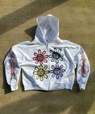 AIDASE  -  American New High Street Casual Loose Y2K Clothes Sunflower Pattern Printing Hoodies Harajuku Vintage Kawaii Zipper Sweatshirts aidase-shop