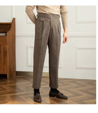 Aidase Autumn Winter Men's Warm Retro Straight Trouser Male Casual British High Waist Pants Office-trousers Dress Pant Trousers aidase-shop