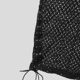 AIDASE  -  Men T Shirt Mesh Transparent O-neck Short Sleeve Lace Up Male Tee Tops Streetwear Summer 2025 Fashion Sexy Men Clothing aidase-shop