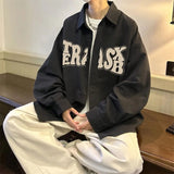 AIDASE  -  Men's Solid Color Long Sleeved Shirt High Street Style Unique Letter Printed Thin Jacket Japanese Loose Casual Male Top aidase-shop