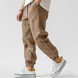 AIDASE  -  Men's Loose Fit Cotton Linen Jogger Pants Elastic Waist Drawstring Casual Pants for Streetwear & Daily Outfits aidase-shop