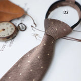 AIDASE  -  New Retro Brown Lazy Zipper Ties For Men Italian Polka Dot Formal Business Neckties 8cm Flower Striped Silk Tie Suit Accessories aidase-shop