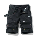 AIDASE  -  Summer Casual Shorts Men Solid Color Embroidery Pattern cargo Shorts Cotton Beach Print Shorts Men Bermuda Overalls Pocket Pants aidase-shop