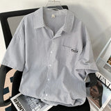 AIDASE  -  Japanese Striped Fashionable Short-sleeved Shirt Men Summer Thin Fashion Loose and Versatile Student Casual Shirt Aesthetic aidase-shop