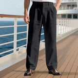 AIDASE  -  Autumn European and American Linen Men's Casual Loose Business Suit Trousers aidase-shop