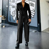 Aidase Mens Casual Blazer Wide Leg Pants Suit Autumn Winter Genderless Fashion Business Solid Color Loose Lapel Two-Piece Set Unisex aidase-shop