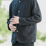 AIDASE  -  New Men Retro Sun Protection Casual Long-sleeved Shirt Stand Collar Loose Breathable Versatile Loose Cardigan aidase-shop