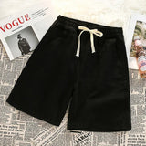 AIDASE  -  Men's Casual Elastic Waist Drawstring Denim Shorts Loose Fit Rolled Hem Summer Jeans Shorts aidase-shop
