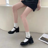 AIDASE  -  French Style Mary Jane High Heels for Women Summer Open Toe Chunky Block Heel Sandals Black Leather Loafers New Arrival aidase-shop